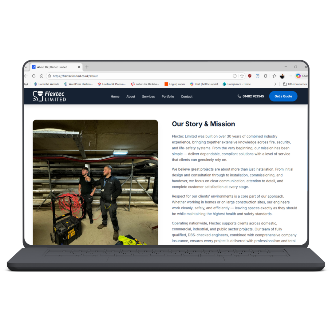 Flextec Case Study - About Us Laptop Flextec Limited Website
