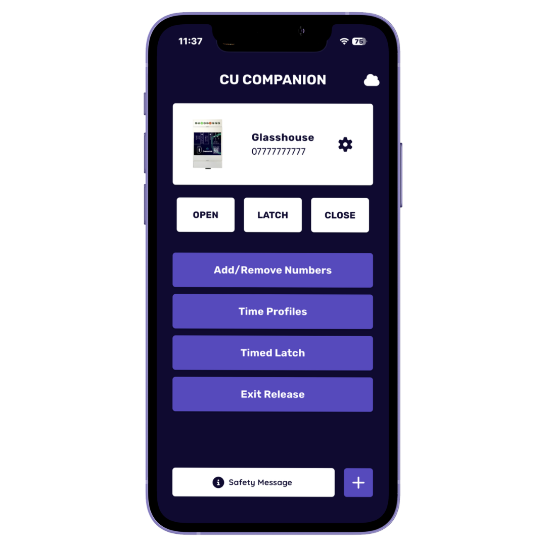 Flextec Case Study - Companion App A screenshot of the Commtel CU Companion App for the Command Unit
